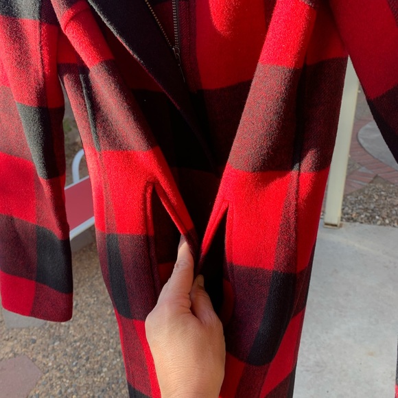 Talbots wool coat red and black plaid size S - Picture 7 of 15